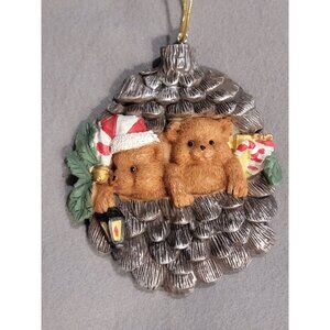 Vintage Scott’s Pine Cone 4" Christmas Ornament Brown Bear Cubs